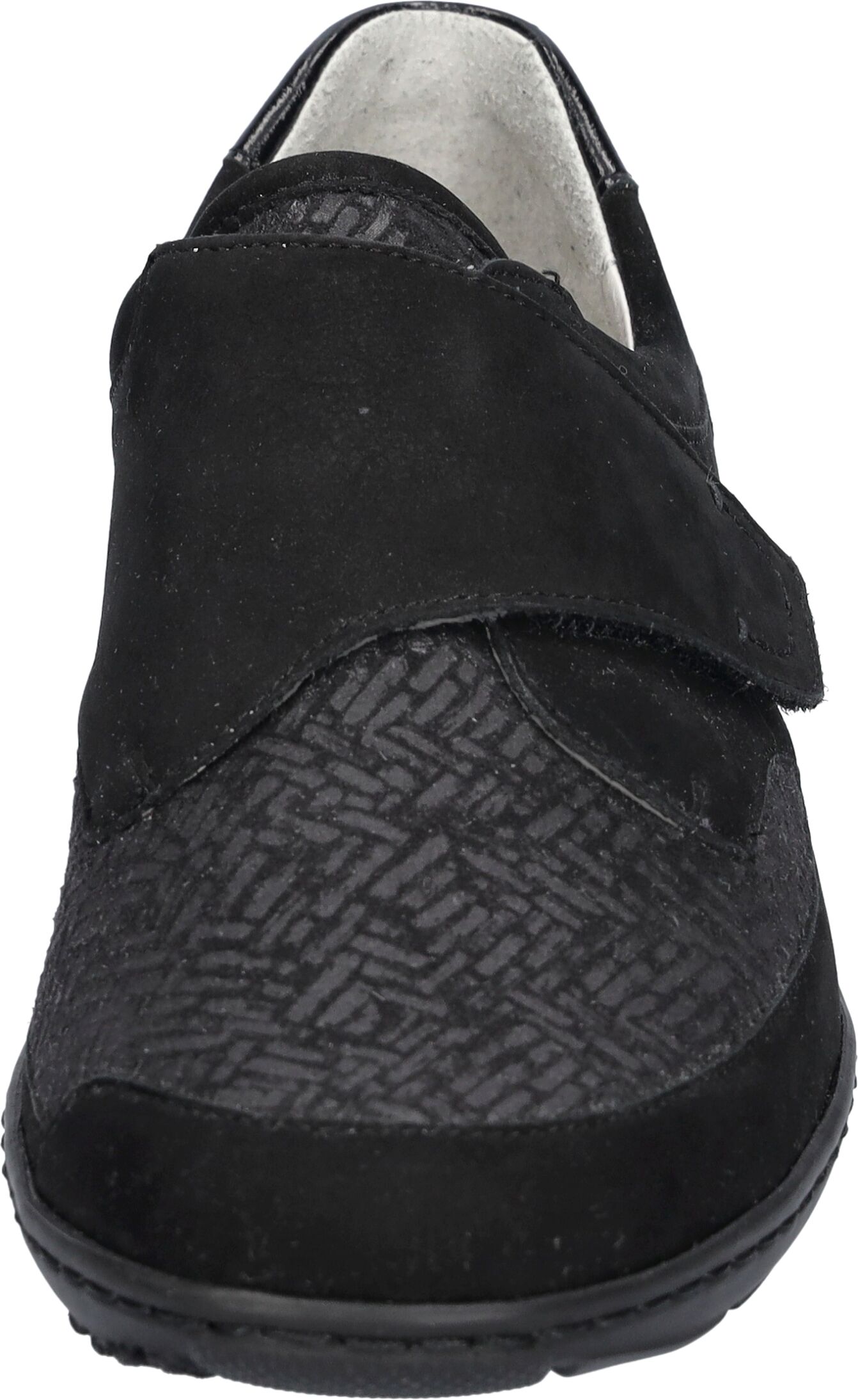 Klettschuh WALDLÄUFER "Kya-Soft", Damen, Gr. 7 (40,5), Leder Textil, schwarz (taipei schwarz), Lackleder, Nubukleder, Textil, Schuhe Klettschuh, Komfortschuh, Halbschuh in komfortable Weite K = extraweit, Topseller