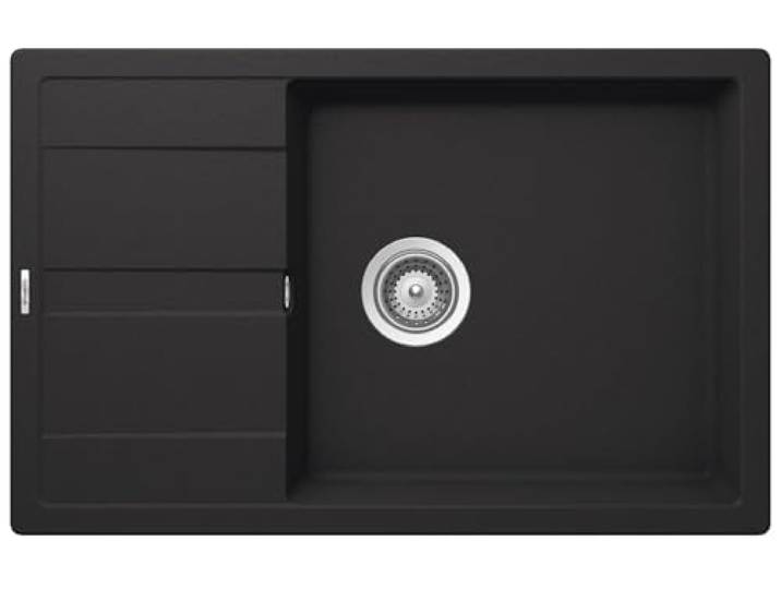 SCHOCK Küchenspüle Manhattan D-100LS in Onyx I Granitspüle mit Abtropffläche I Einbauspüle für 60 cm Unterschrank I robuste kratzfeste Cristalite Plus Spüle I Spüle mit Excenterbedienung