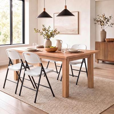 Lirago Set of 4 Foldable Plastic Chairs with Ergonomic Backrest