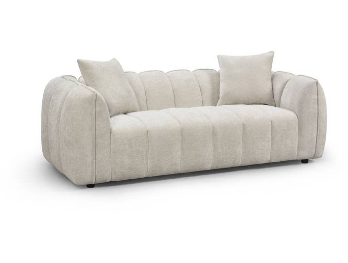 Canapé droit en tissu style bubble Balzac - 3 places - Beige
