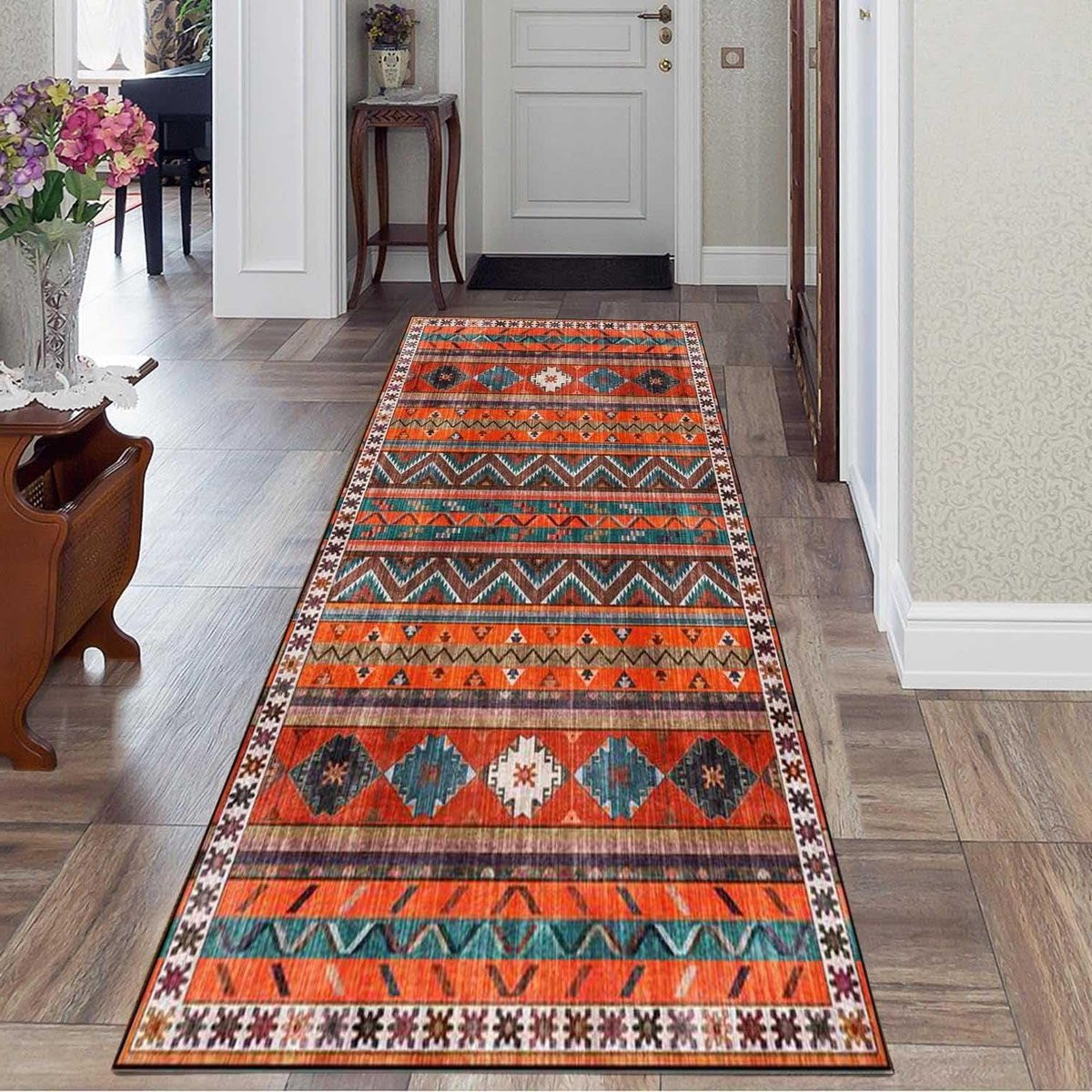 Kleurrijk Keukenloper Tapijt met Antislip Rug voor Hal en Keuken, B/D: 50 x 120 cm