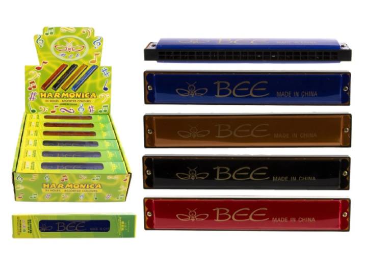 Mondharmonica 18 cm - 24 blaasgaten - Assorti kleuren