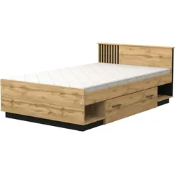 BETT Lamelo mit Bonnelmatratze & Schublade, 120x200 cm, mit Lamellen, Eiche Wotan