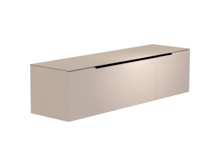 Moderano Lowboard, Schwarz, Sand, 2 Fächer, 160x41x45 cm, Beimöbel erhältlich, hängend, Abdeckplatte aus Glas, Wohnzimmer, Wohnwände, Lowboards, Lowboards hängend