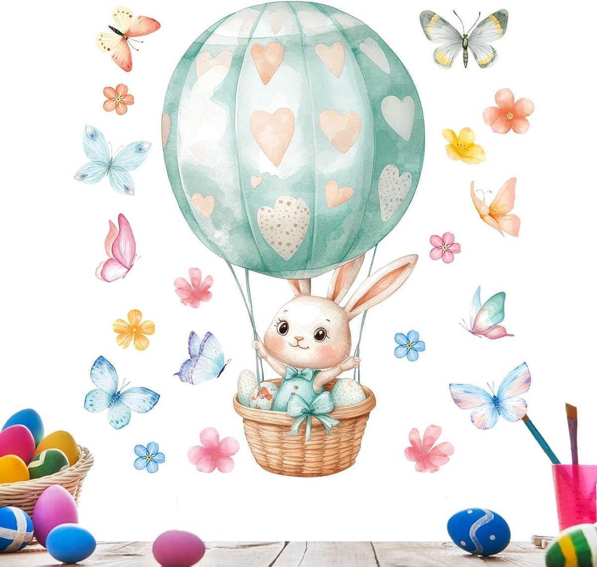 Herbruikbare Raamfolie Lentethema - Statisch Hechtende Decoratieve Stickers - Multicolor - 30 x 40 cm