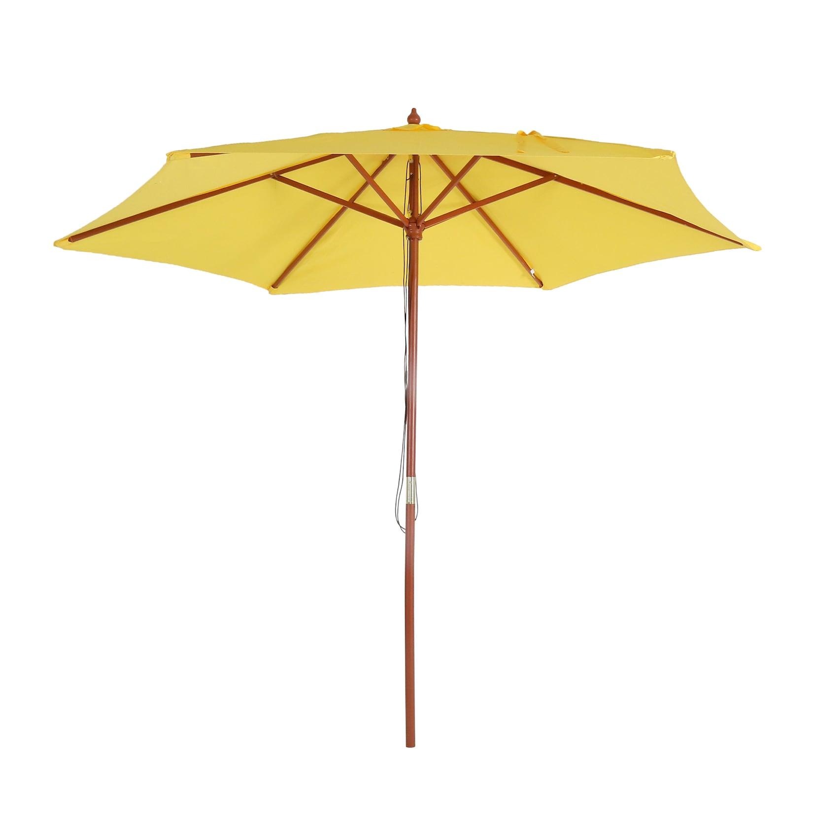 Sonnenschirm Lissabon, Gartenschirm Marktschirm, Ø 3m Polyester/Holz ~ gelb