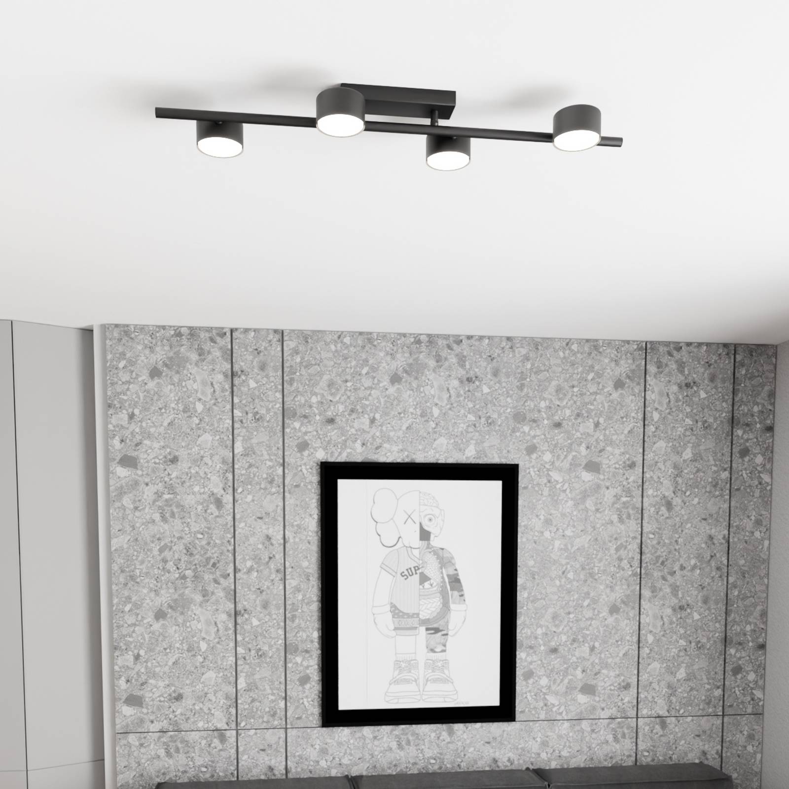Deckenstrahler Bet, Länge 80 cm, schwarz, Metall, 4-flg. Bet EMIBIG LIGHTING, dimmbar, schwarz, für Wohn- / Esszimmer, Metall, Modern, Strahler