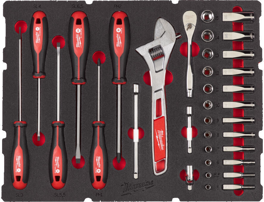 Milwaukee 4932480717 Set di cricchetti e bussole da 1/4" 35 pezzi