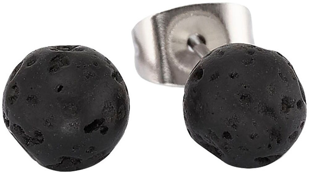 Paar Ohrstecker BRUNO BANANI "Schmuck Geschenk Edelstahlorstecker mit Lavakugel" Gr. 6, schwarz (edelstahlfarben, schwarz, schwarz), Ohrringe, Mädchen, 6, Edelstahl, Paar Ohrstecker, mit Lavastein edelstahlfarben, schwarz, schwarz 6, Edelstahl