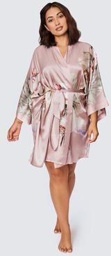 KIM + ONO Kuren Plus Size Silk Kimono Robe - Short   KIM+ONO - dusty pink (final sale) / plus size
