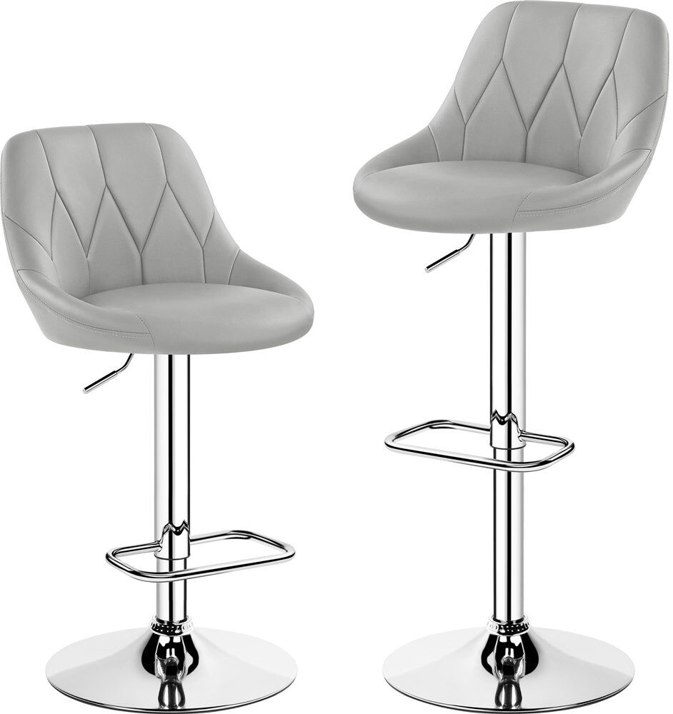 Yaheetech Height Adjustable Swivel Bar Stool Grey 46cm W X 49cm D