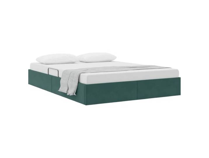 SKTQYQO Ottoman-Bett, dunkelgrün, 140 x 200 cm, Samt Hydraulikheber, Metallrahmen, Behälter unten, 280 kg Kapazität