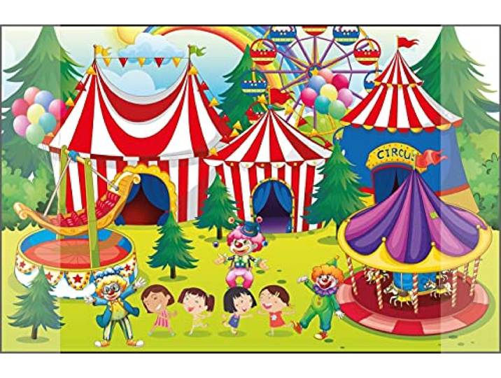 Bureauonderlegger Kangaro circus antislip 38x58cm met twee insteekzakken, voor kinderkamer, K-0014D109
