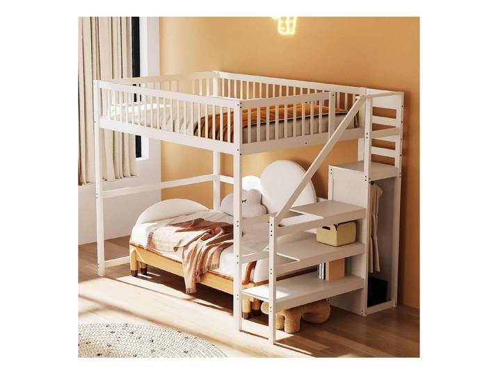 LuxusKollektion Hochbett Kinderbett 140x200cm mit Regal