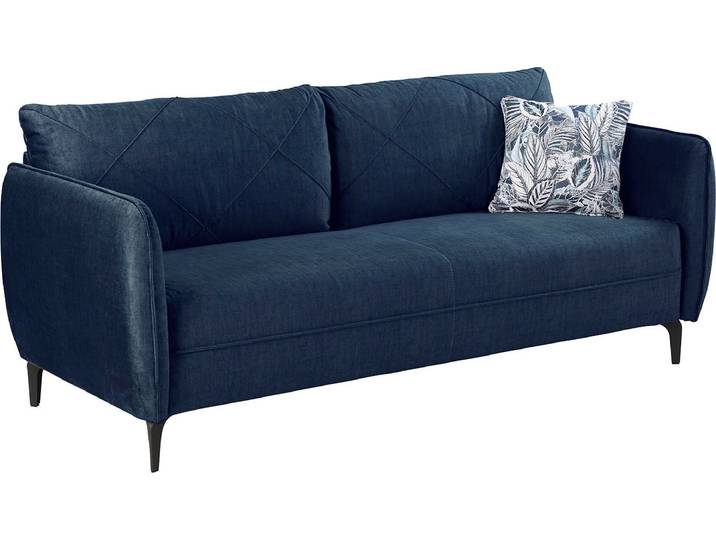3-Sitzer JOCKENHÖFER GRUPPE Novara, B: 201 cm , blau, B:201cm T:85cm, Korpus: 100% Polyester;Kissen: 70% Polyester, 30% Baumwolle, Sofas, 3-Sitzer, mit attraktiver Steppung, Rauten-Biesennähte & Zierkissen