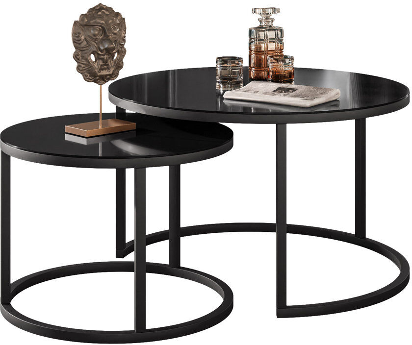 Latitude Run Perryton Frame 2 Piece Coffee Table Black