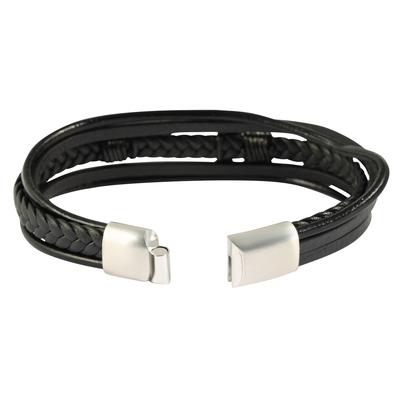 Kettenanhänger ADELIA´S "Anhänger – Gravuranhänger aus Leder", schwarz (silber), Schmuckanhänger, Herren, Leder, Kettenanhänger, Ideal als Geschenk für besondere Anlässe