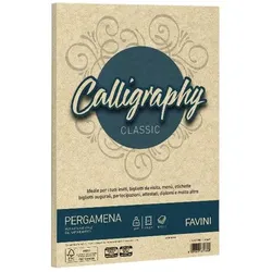 Favini, Kopierpapier, Pergament Kalligrafie Inkjet Papier A4 (210x297 mm) 50 Blatt Creme (A4, 50 Blätter, 190 g/m2)