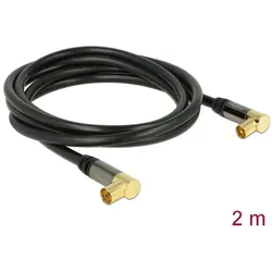 DELOCK Antennenkabel IEC 90° -> IEC 90° St/Bu 2.00m schwarz