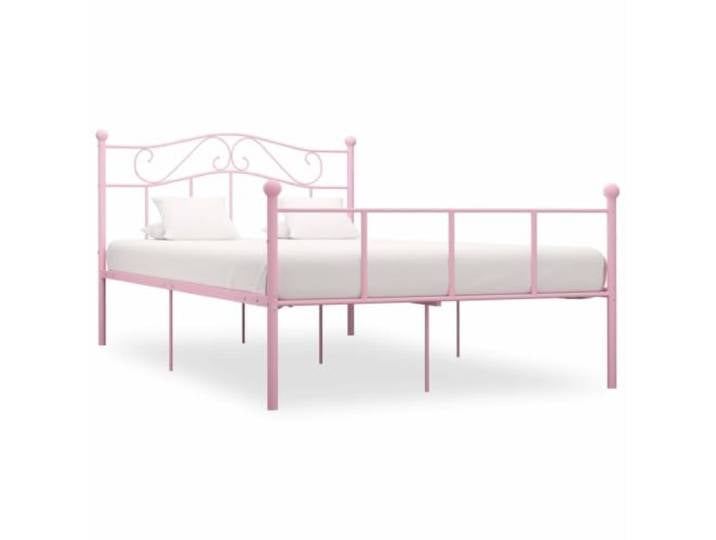 YNGBHFNOP Metallbettgestell Elegant Klassisch 140x200 cm Rosa Bettgestell Rosa Metall 140x200 cm Stabiler Bettrahmen mit Lattenrost Schlafzimmer Einzelbett Vintage Design