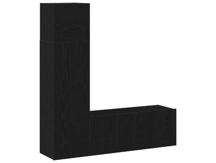 Ensemble de meuble TV Multi-rangements - 3 pièces en chêne noir en bois d'ingénierie armoire multimédia/Buffet Salon Aspect