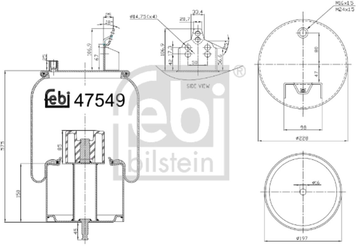 Febi Bilstein Soffietti per sospensioni pneumatiche 47549