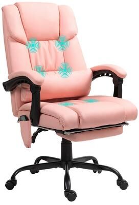Vinsetto Office Desk Chair Recliner, Height Adjustable Movable Lumbar Support with 6-Point Vibrating Massage
