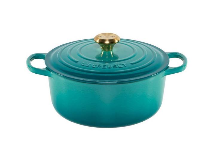 LE CREUSET Kochtopf Signature Bräter rund 26 cm bleu riviera