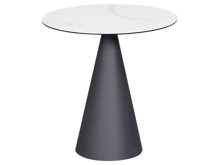 Dieter Knoll Beistelltisch, Anthrazit, Weiss, Metall, Glas, Keramik, rund, konisch, 48.5x50x48.5 cm, Wohnzimmer, Wohnzimmertische, Beistelltisch, Beistelltische rund