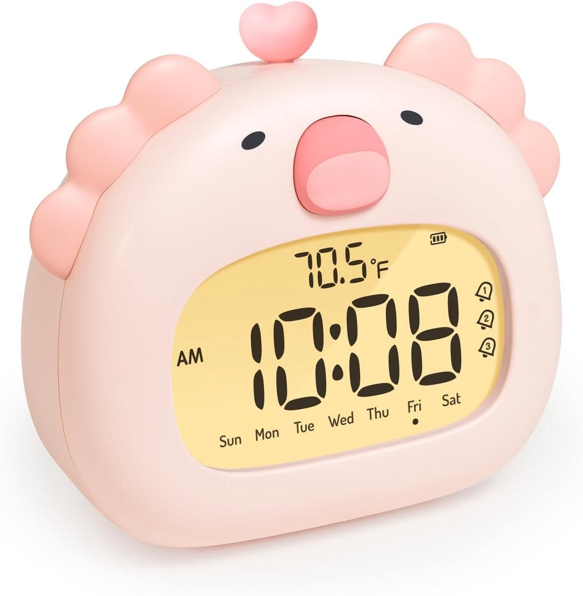 Salamandervormige kinderwekker met nachtlampje en led-display - Roze