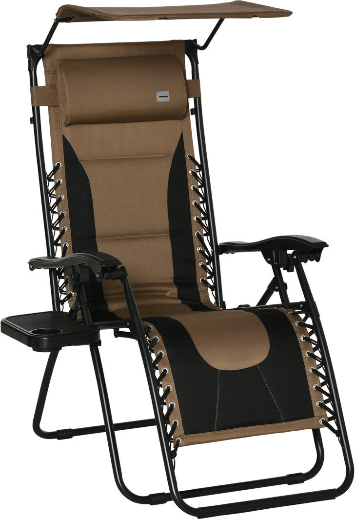 Dakota Fields Antonien Zero Gravity Lounger Chair with Padded Seat Coffee Black 113cm H X 65cm W X 89cm L