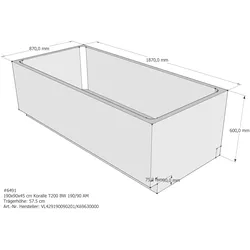 Badewannenträger passend für Koralle T200 BW 190/90 190 × 90 × 45 cm