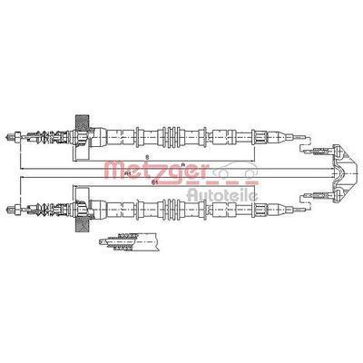 Metzger Autoteile Handbremsseil hinten links + rechts [Hersteller-Nr. 11.5861] für Opel