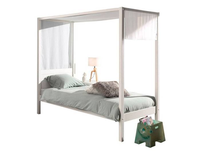 Lit Enfant à Baldaquin & Voile  Pino  90x200cm Blanc