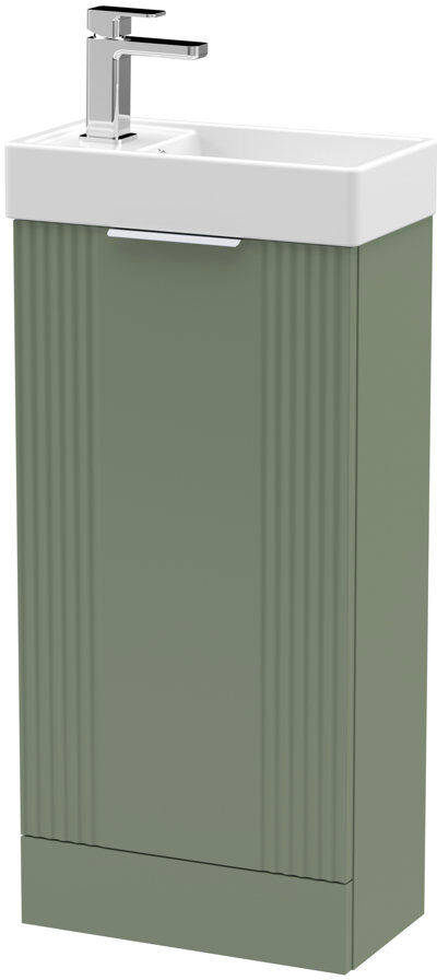 Nuie Deco Compact 400mm Single Bathroom Vanity with Drop In Vitreous China Basin Satin Green 400mm W