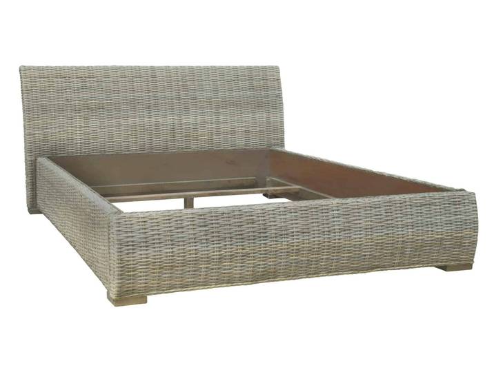 MiaMöbel Rattanbett 200x200cm 'Tanaya' Massivholz, Rattan Mango Modern