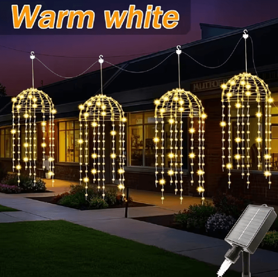Inspire Curations Solar Jellyfish Hanging Lights 4pcs Outdoor Garden Decor warm White 4pcs