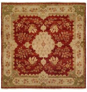 KALATY Carol Bolton Rose Red Chenille Hand-knotted Wool/Cotton Area Rug