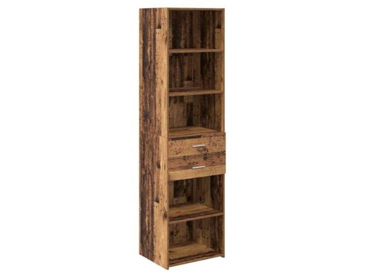 KGHFDVB Highboard Altholz 50 x 42,5 x 185 cm Holzwerkstoff 2 Schubladen, Offene Regale, Polierte Metallgriffe, Wohnzimmer Schrank