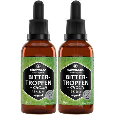 Bitter-Tropfen 15 Kräuter+Cholin ohne Alkohol 2x 2x50 ml Tropfen