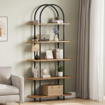 Garvee "71"" Bookshelf 5 Tier Bookcase Arched Display Racks Tall Bookshelf"
