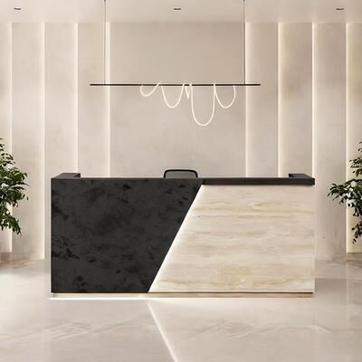 WESOME Reception Desk with Counter Dual Keyboard Trays & Cable Grommets