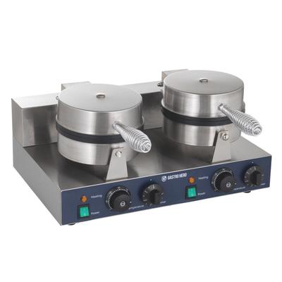GastroHero Doppel Waffeleisen rund 2x Ø180 mm Profi Waffelgerät Gastronomie mit Temperaturregler Signalleuchte 2600 W Edelstahl