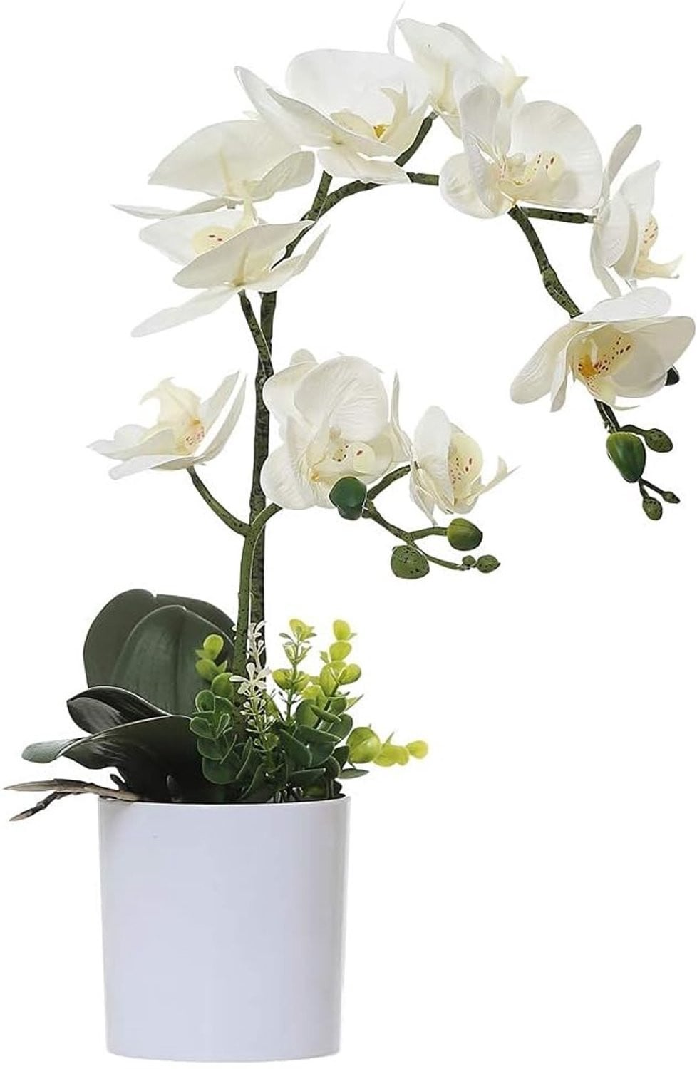 Kunstmatige Witte Orchidee in Witte Pot voor Thuis en Kantoor Decoratie