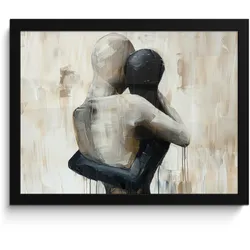 POSTER MIT RAHMEN Abstrakt - Liebe - Schwarz und weiß - Modern 40x30 cm
