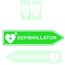 AED-Standortschild rechtsweisend, innen & außen
