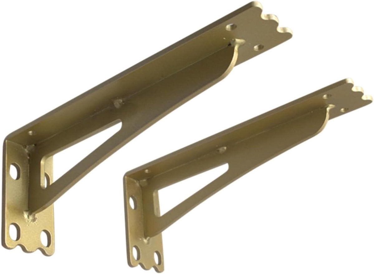 Gouden Plankdragers Set van Zware Driehoek Wandsteunen - 35 cm
