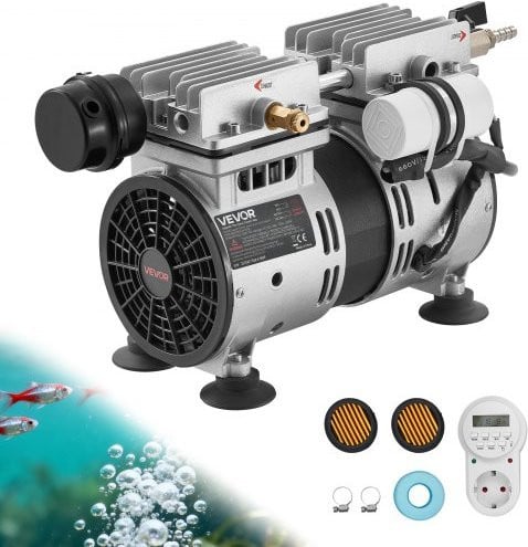 VEVOR vijverbeluchter luchtcompressor 590 W met timer, zilver