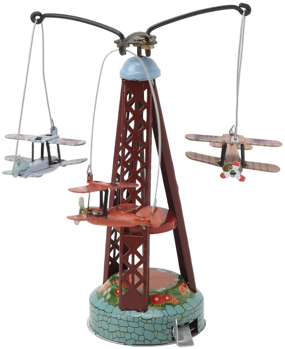 Dailygoods Nostalgisch Blikken Vliegtuigspeelgoed - Handgemaakte Tweedekker Ornament