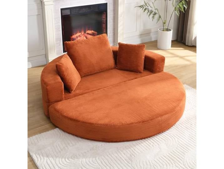 Elaimoros Multifunktionales freistehendes Klappsofabett (Boneless Couch) – Ovales Bett mit Kissen, modulares Sofa, Cordstoff-Bezug (173 x 176 cm), geeignet für Apartments, Wohnzimmer, Schlafzimmer
